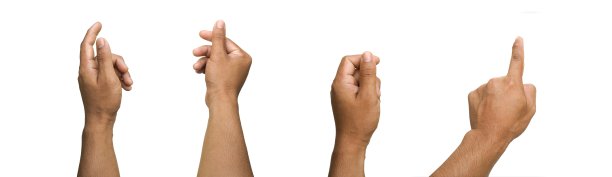 一组手势的图片，展示了与商业和科技相关的概念，背景为白色。图片下载