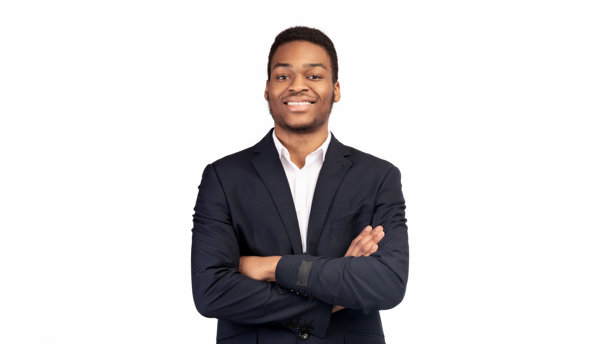 自信的非洲裔男人看着镜头头像照片图片下载