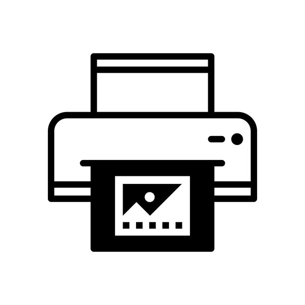 一幅简单的照片打印机线条画图片下载