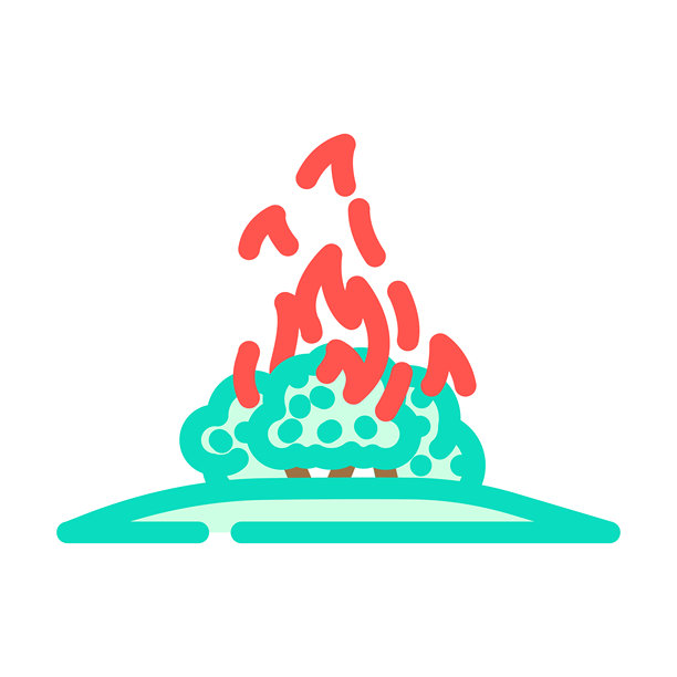 燃烧的灌木丛野火灾害彩色图标矢量素材图片下载