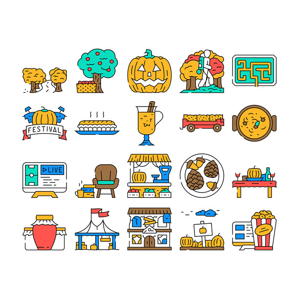 秋季森林时光图标矢量素材图片下载