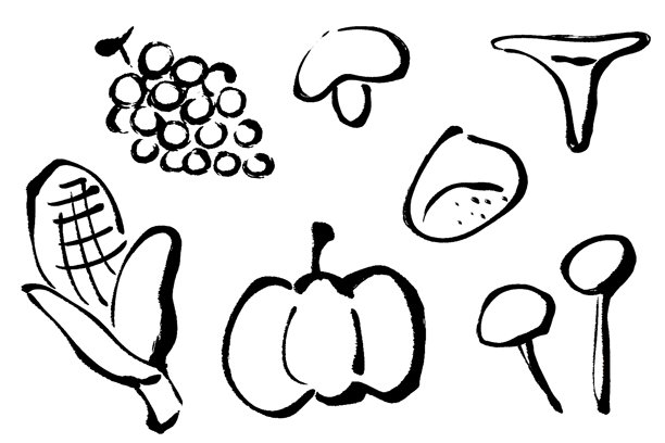 用笔触描绘秋天味道的线条插画图片下载