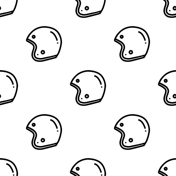 头盔卡通涂鸦无缝图案矢量素材图片下载