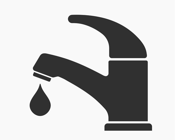 水龙头图标符号。厨房、卫生间水龙头或水槽标志。水从水龙头流出符号。饮用水。矢量插图图像。白色背景上孤立。图片下载