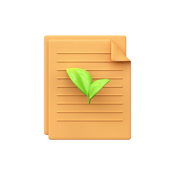 环保纸张符号，3D文档图标与纸张。白色背景，库存照片图片下载