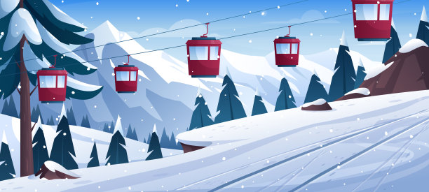 冬季山地滑雪景观图片下载