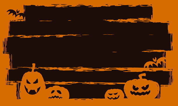 破旧木板上的万圣节南瓜与蝙蝠的复古派对邀请矢量风景背景图片下载