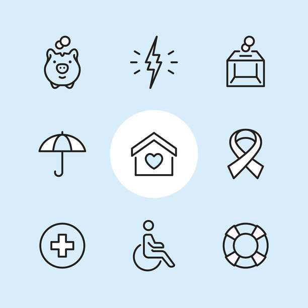 救济和捐赠-大纲图标集图片下载