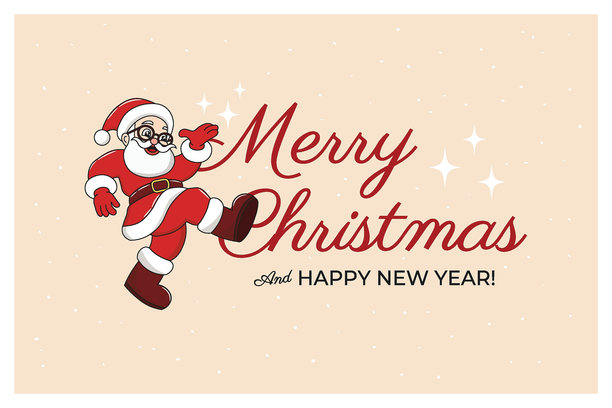 复古风圣诞新年banner，圣诞老人主题海报，70、80年代矢量素材图片下载