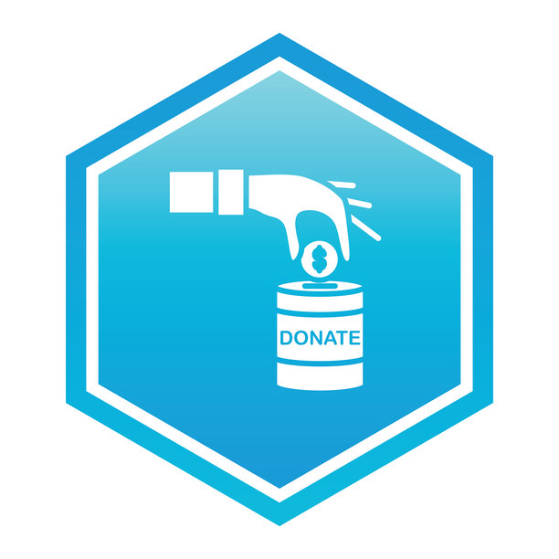 慈善图标在蓝色梯度六边形背景图片下载