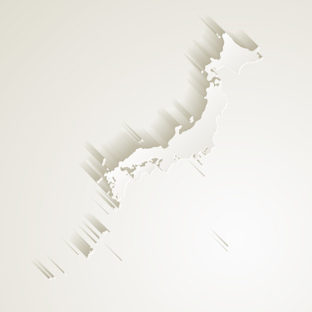日本地图与剪纸效果空白背景图片下载