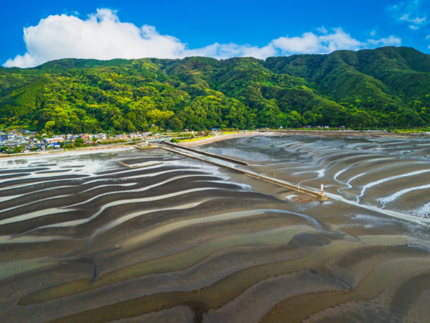 日本“冲志岬海滩”的无人机照片图片下载
