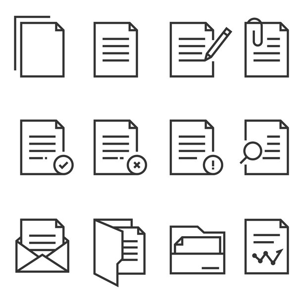文档和文件线图标设置矢量设计的白色背景。图片下载