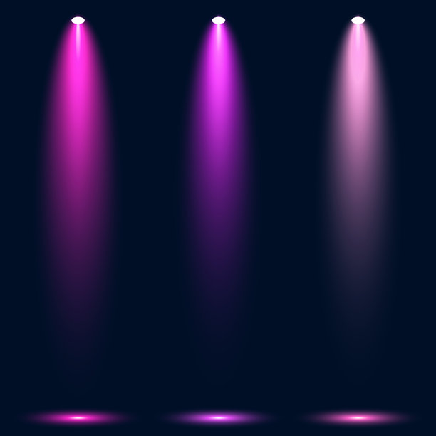 聚光灯照亮的舞台装饰俱乐部剧院矢量投影演示背景插画，舞台黄色聚光灯光效图片下载