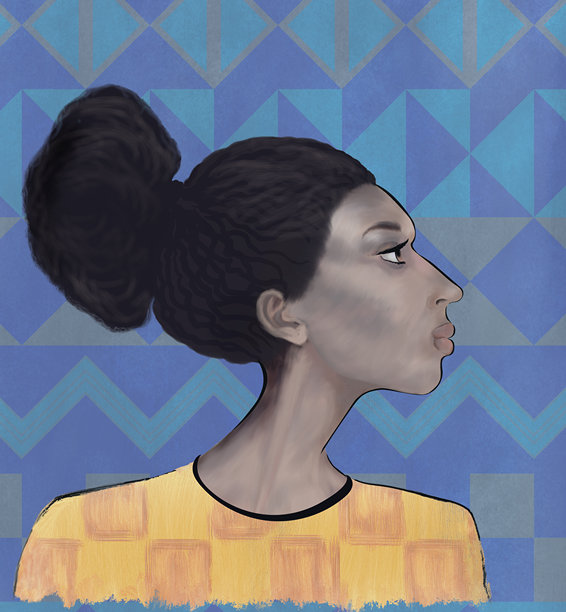 一个非洲类型的女孩的程式化肖像图片下载