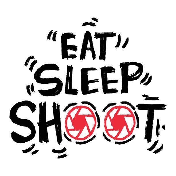 手绘文字：吃、睡、拍摄矢量插画图片下载