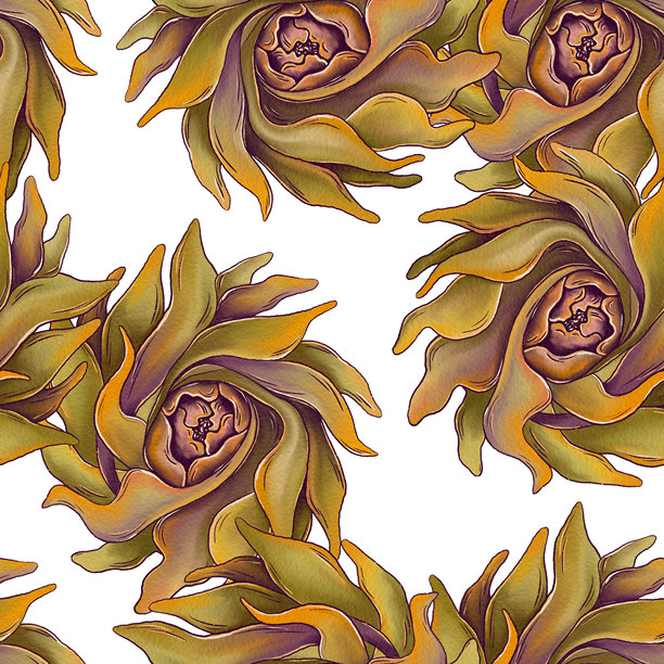 秋季花卉和叶子的植物无缝图案，背景为白色。适用于纺织印刷、墙纸、包装纸和温暖的图片插图。图片下载