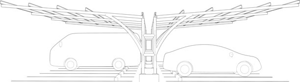 3D插画：停车场和车棚图片下载
