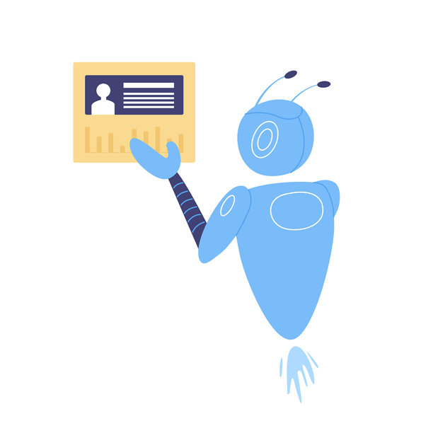 一个可爱的机器人角色手持身份证，采用多彩插画风格图片下载