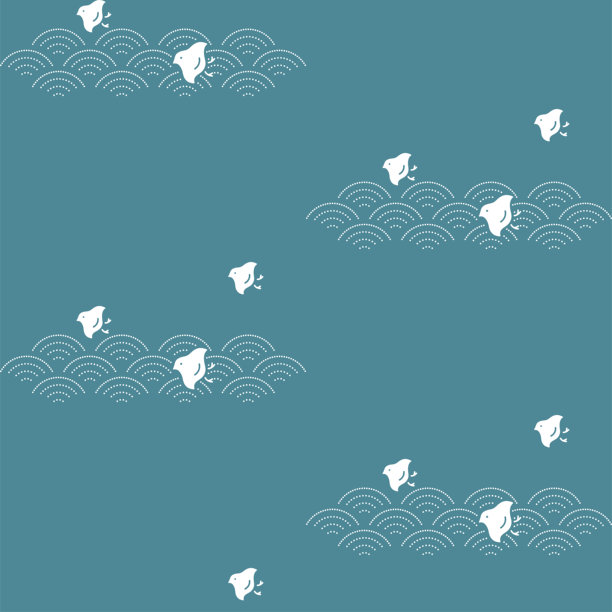 吉祥图案和日本花纹：简单可爱的波浪形千鸟格无缝图案排列图片下载