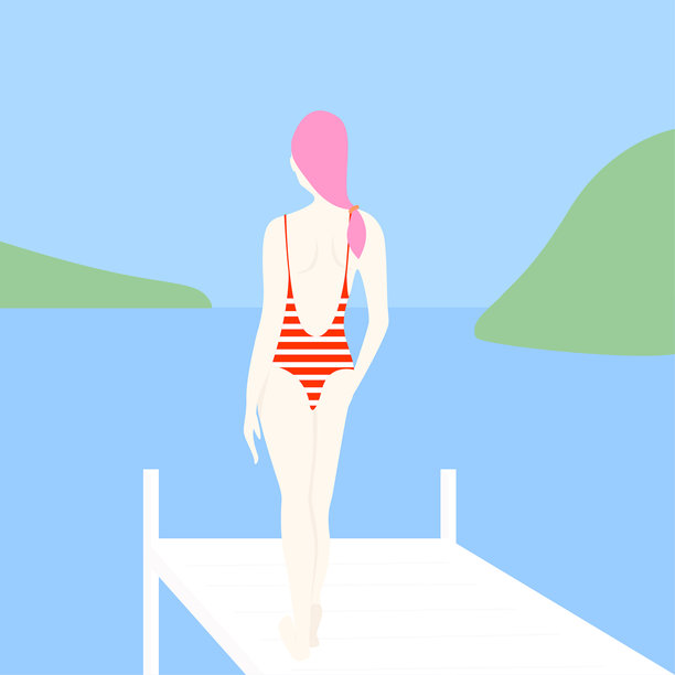 从海滩上看风景的女人图片下载