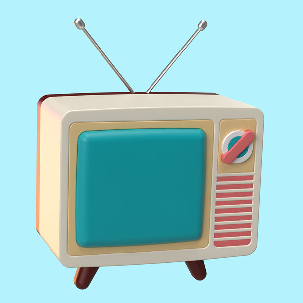 网站、应用程序和横幅的复古电视图标3D渲染。复古电视3D插图。图片下载