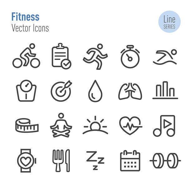 健身图标-向量线系列图片下载