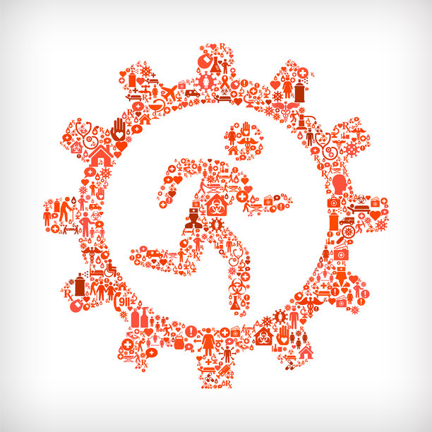 Stick Figure Running Gear流感冠状病毒图标模式图片下载