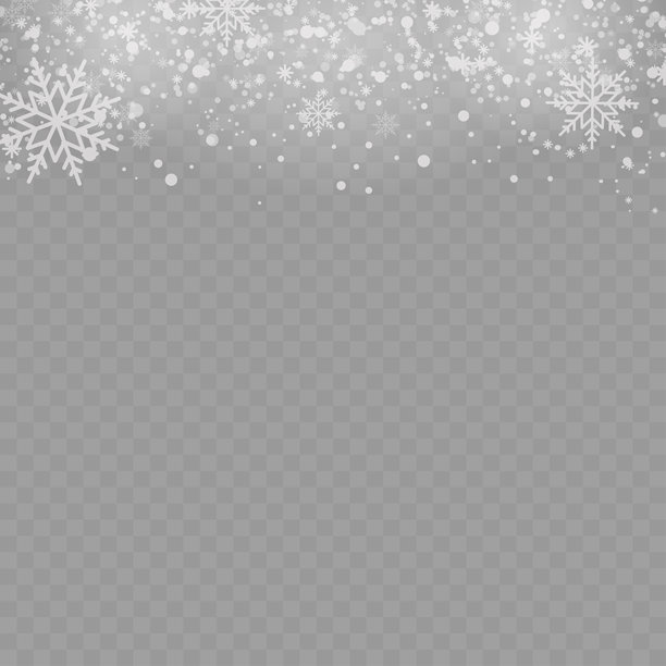 圣诞新年透明背景上的冬季雪花和降雪矢量素材图片下载