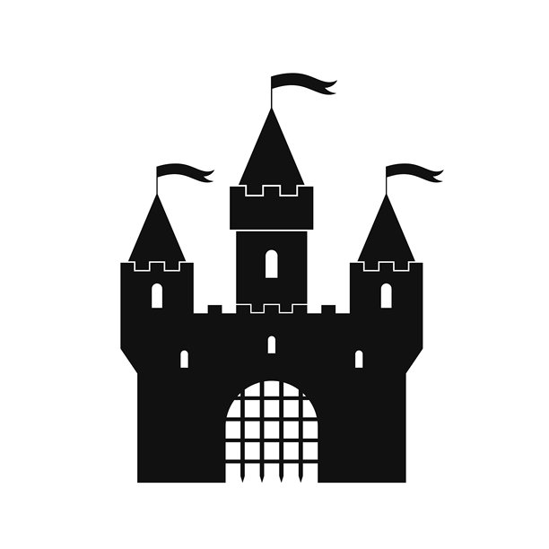 老城堡矢量图。复古风格建筑图片下载