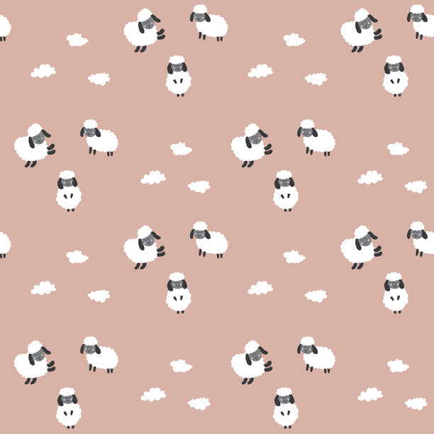 可爱绵羊无缝图案卡通背景矢量插画图片下载