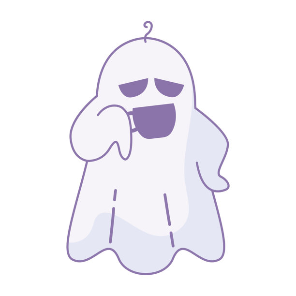 捂嘴大笑的卡通鬼魂角色，矢量图图片下载