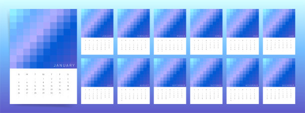 2025年壁挂和桌面日历设计模板。垂直规划日历，带有品牌、标志和图像的空白区域。大胆的色块日历设计2025。图片下载