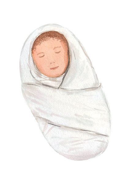 包裹着的圣婴水彩插画图片下载