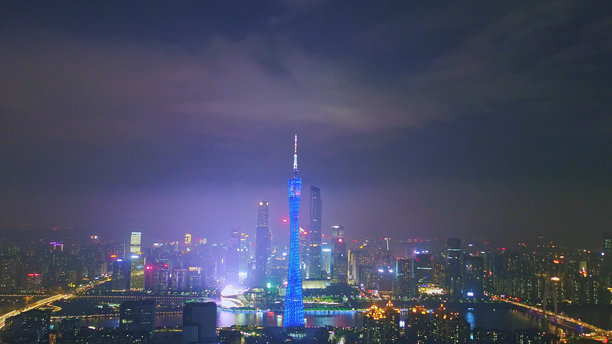 广州城市天际线的航拍照片，珠江新城，广东，中国，亚洲。图片下载