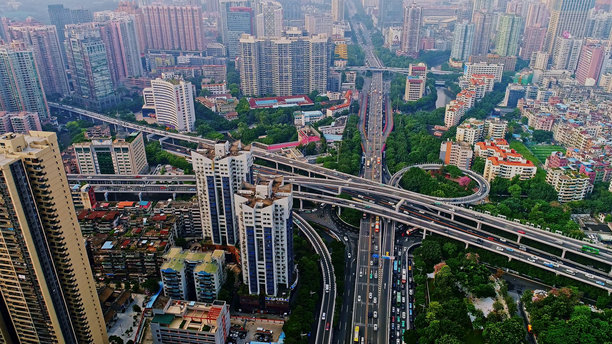 广州城市天际线的航拍照片，珠江新城，广东，中国，亚洲。图片下载