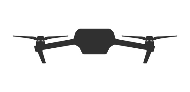 四旋翼飞行无人机图标轮廓符号。配备动作相机的无人机FPV飞行器。照片和视频。矢量插图图像。背景为白色。图片下载