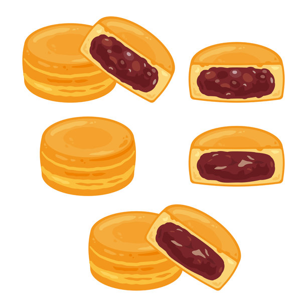 甜红豆沙馅的今川烧套餐图片下载