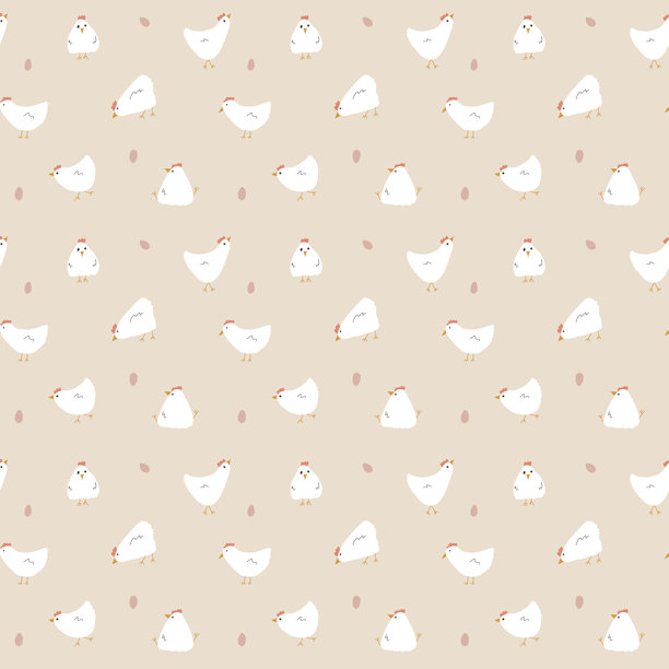 可爱的卡通鸡和母鸡无缝图案背景矢量素材图片下载