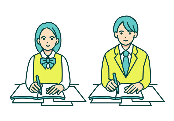 男人和女人在书桌前学习插画图片下载