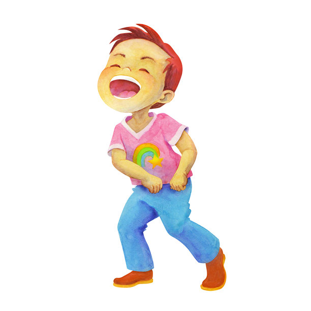 快乐的小男孩欢快地跳舞，庆祝生日或其他节日。派对概念。用于卡片、海报、T恤印刷设计的独立水彩手绘儿童角色。图片下载