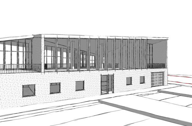 建筑师手绘的大型豪华别墅透视草图图片下载