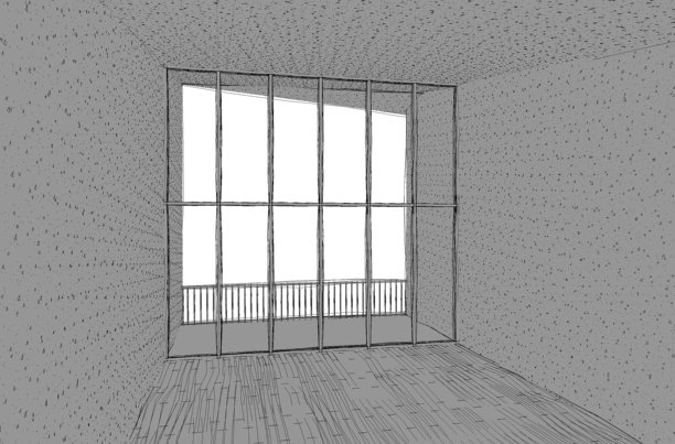 建筑师手绘的大型豪华别墅透视草图图片下载