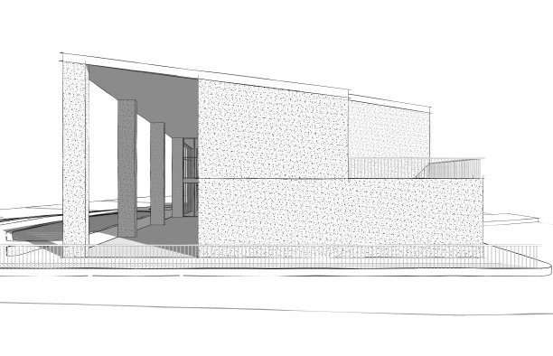 建筑师手绘的大型豪华别墅立面透视草图图片下载