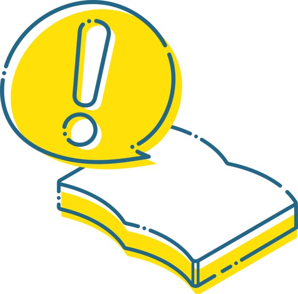 带虚线框的感叹号和简单的笔记、书籍 / 插图素材（矢量插图）图片下载