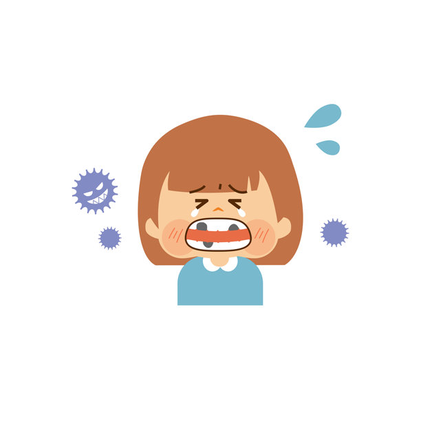 可爱的插图素材，描绘了一个有蛀牙的孩子图片下载