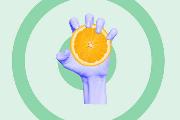 手工榨橙汁的复合照片拼贴，热带鸡尾酒饮品，异国水果，绿色背景上有机隔离展示图片下载