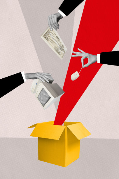 复合趋势艺术作品 3D 草图图像 照片拼贴 许多微型手出现，握住物品、打开的书、键盘、鼠标，改变办公室环境图片下载