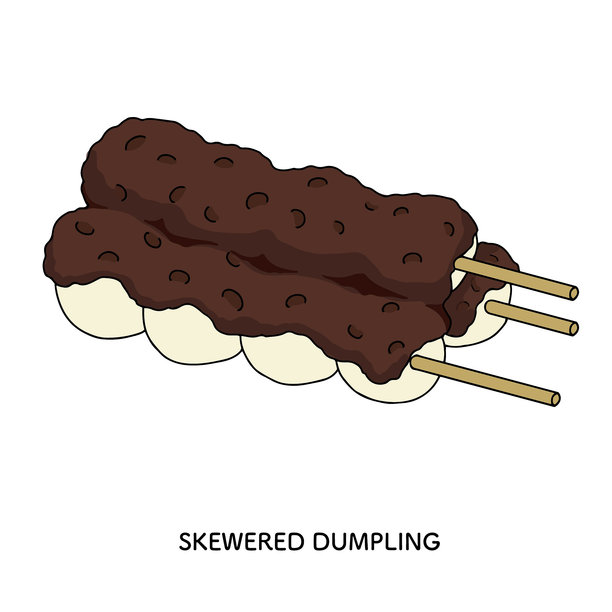 日式甜点 _ 红豆沙串饺子线条手绘插图图片下载