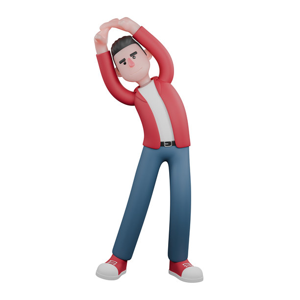 插画卡通歌手。一位男性歌手倾斜着身体，双手相握并高举在头顶上。歌手设计图片下载